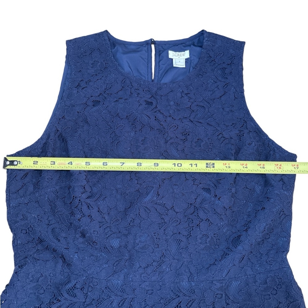 J. Crew Factory Navy Blue‎ All Over Floral Lace Sheath Knee-Length Dress Size 6 - Picture 5 of 13